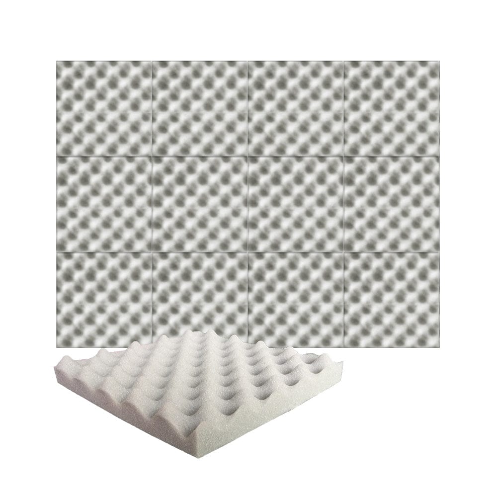 Arrowzoom Acoustic Eggcrate Foam - Solid Colors - KK1052 Gray / 12 Pieces - 25 x 25 x 3 cm / 10x10x2 in