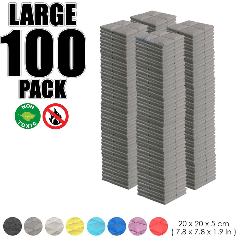 Arrowzoom 100 pcs Bundle Acoustic Foam Hemisphere Grid / 100 Pieces - 25 x 25cm / Gray