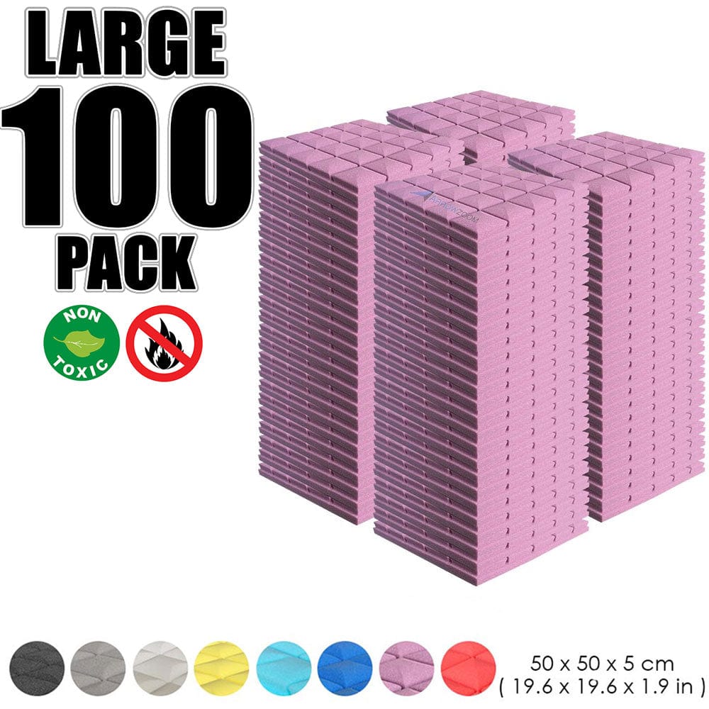 Arrowzoom 100 pcs Bundle Acoustic Foam Hemisphere Grid / 100 Pieces - 50 x 50cm / Burgundy