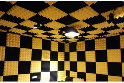 New 24 pcs Pearl White and Yellow Bundle Metro Striped Ceiling Insulation Acoustic Panels Sound Absorption Studio Soundproof Foam KK1041