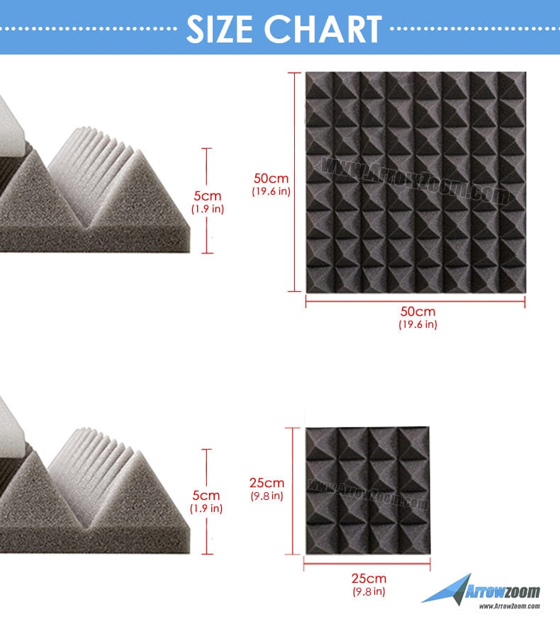 New 48 pcs Bundle Pyramid Tiles Acoustic Panels Sound Absorption Studio Soundproof Foam 8 Colors KK1034 Arrowzoom.