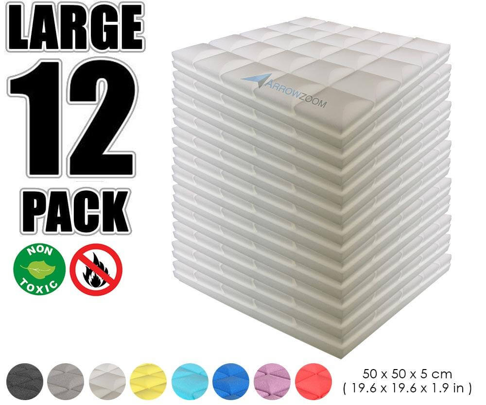 Arrowzoom Acoustic Hemisphere Grid Foam - White - KK1040 - Size: 12 Pieces - 50 X 50 X 5cm