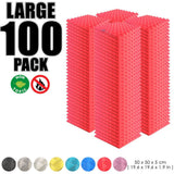 Arrowzoom 100 pcs Bundle Acoustic Foam Pyramid / 100 Pieces - 50 x 50cm / Red