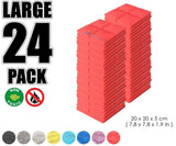 Arrowzoom Acoustic Hemisphere Grid Foam - Solid Colors - KK1040 Red / 24 Pieces - 20 X 20 X 5cm / 7.8 X 7.8 X 1.9 in