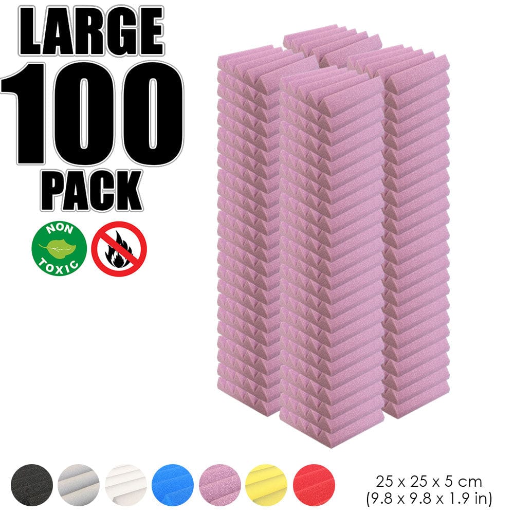 Arrowzoom 100 pcs Bundle Acoustic Foam Wedge / 100 Pieces - 25 x 25cm / Burgundy