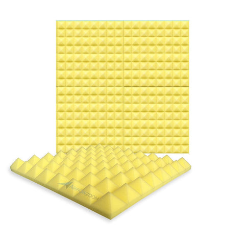 New 4 pcs Bundle Pyramid Tiles Acoustic Panels Sound Absorption Studio Soundproof Foam 8 Colors KK1034 Yellow / 50 X 50 X 5cm (19.6 X 19.6 X 1.9)