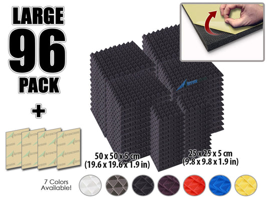 New 96 pcs Bundle Pyramid Adhesive Backed Tiles Acoustic Panels Sound Absorption Studio Soundproof Foam 7 Colors KK1053 Arrowzoom.