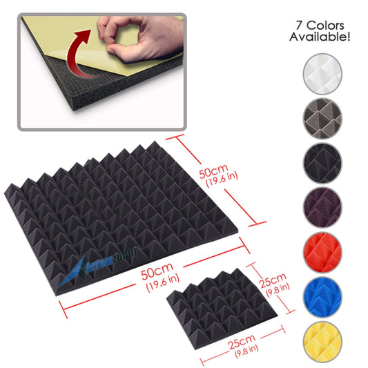 New Pyramid Adhesive Backed Tiles Acoustic Panels Sound Absorption Studio Soundproof Foam 7 Colors KK1053 Arrowzoom.