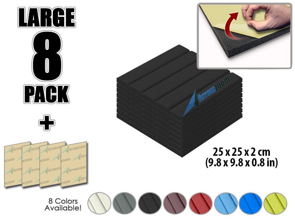 New 8 pcs Bundle Wedge Adhesive Backed Tiles Acoustic Panels Sound Absorption Studio Soundproof Foam 7 Colors KK1054