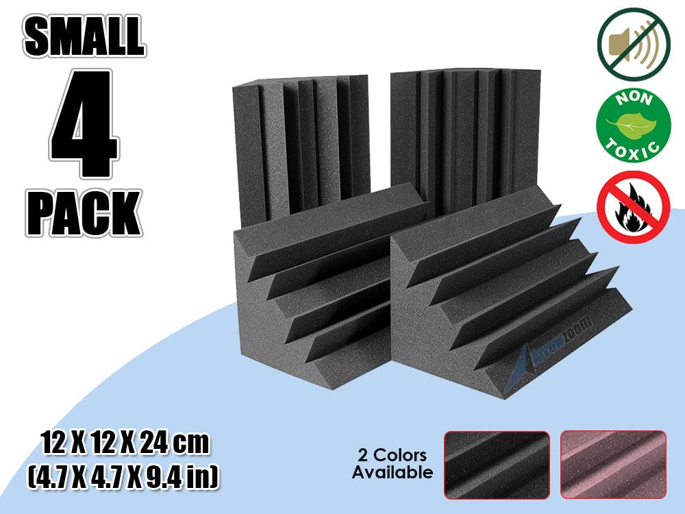 New 4 Pcs Bundle Black Bass Trap Acoustic Panels Sound Absorption Studio Soundproof Foam 2 Colors KK1133 Black