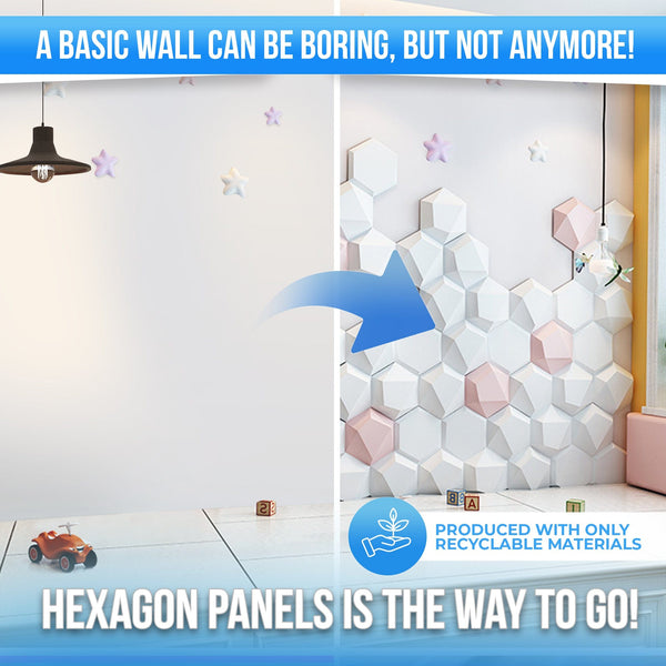 Arrowzoom 6 Pcs 3D Hexagon Adhesive Sound Absorbing Panels - KK1330