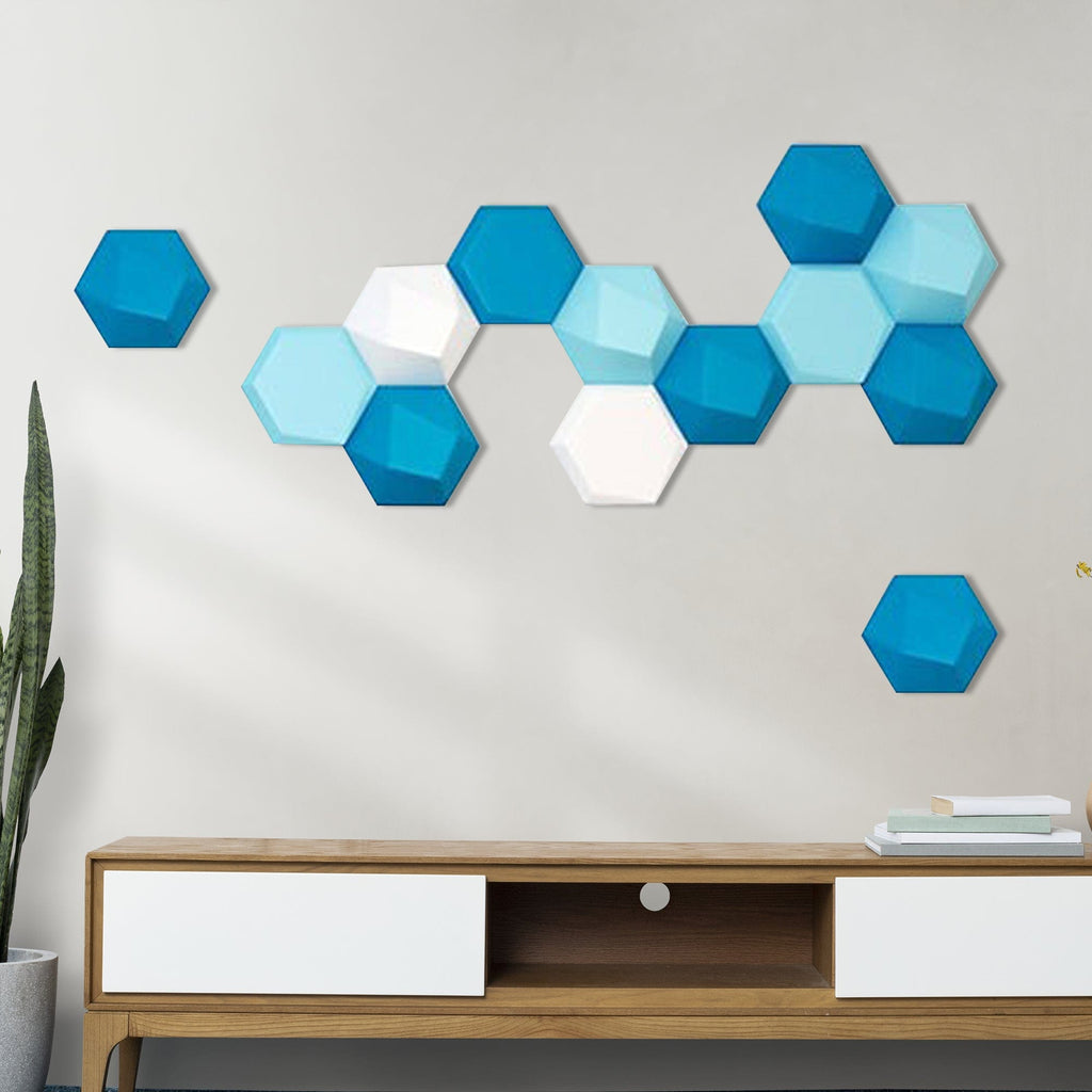 Arrowzoom Calm Sky 3D Hexagon Adhesive Sound Absorbing Panels - KK1331