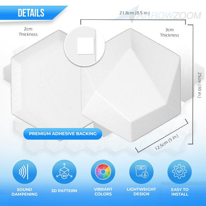 Arrowzoom Colony 3D Hexagon Adhesive Sound Absorbing Panels - KK1334