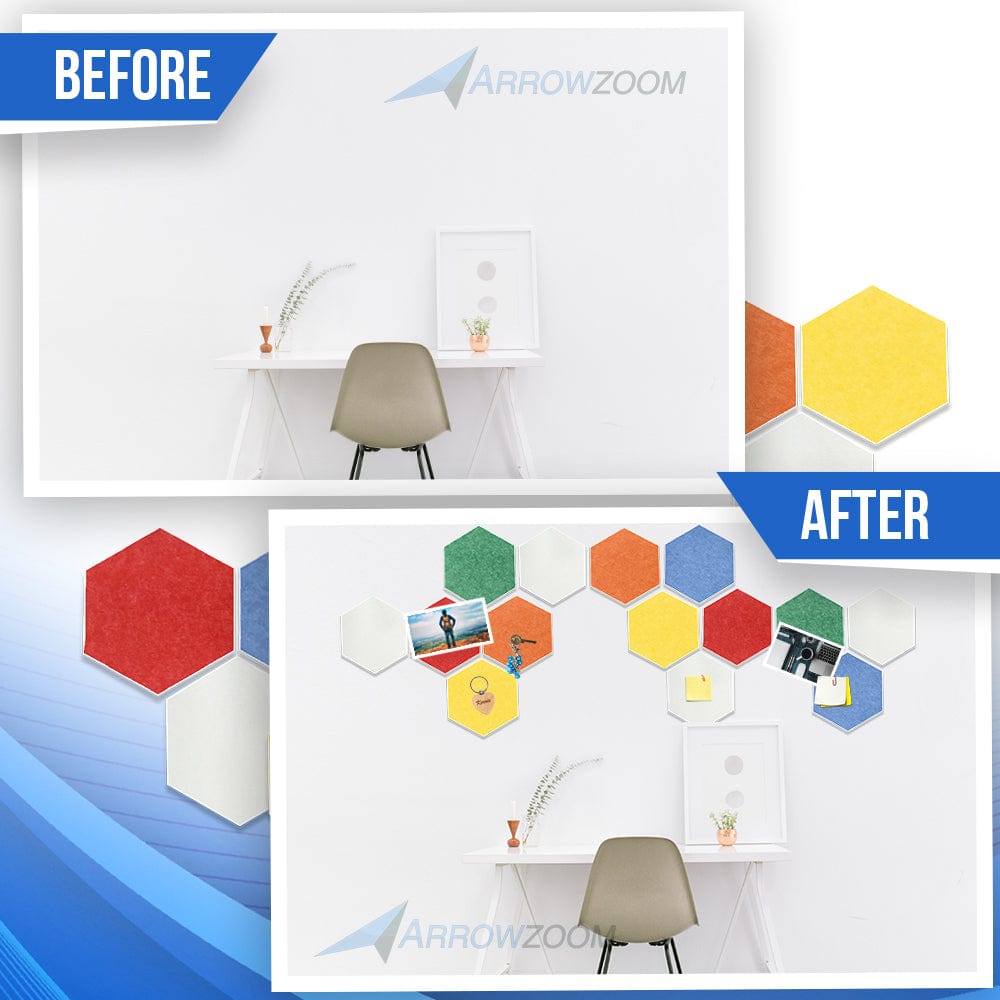 Arrowzoom Hexagon Felt Sound Absorbing Wall Panel - Red and Blue - KK1224