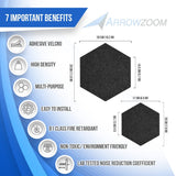 Arrowzoom Hexagon Felt Sound Absorbing Wall Panel - Solid Color - KK1224