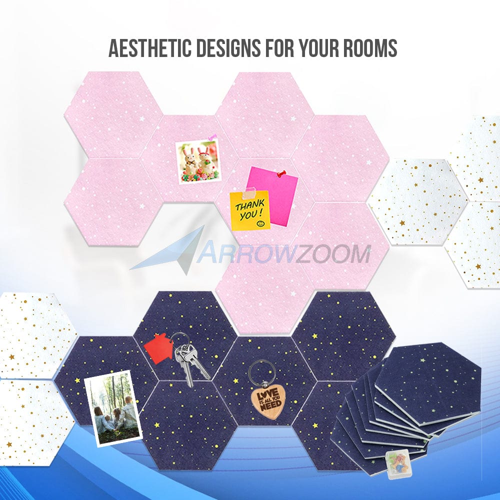 Arrowzoom Hexagon Felt Sound Absorbing Wall Panel - Starry Art - KK1231