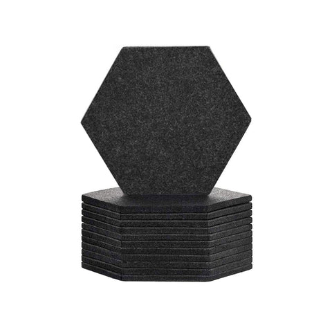 Arrowzoom Hexagon Felt Sound Absorbing Wall Panel - Solid Color - KK1224 Black / 12 pieces - 17 x 20 x 1cm