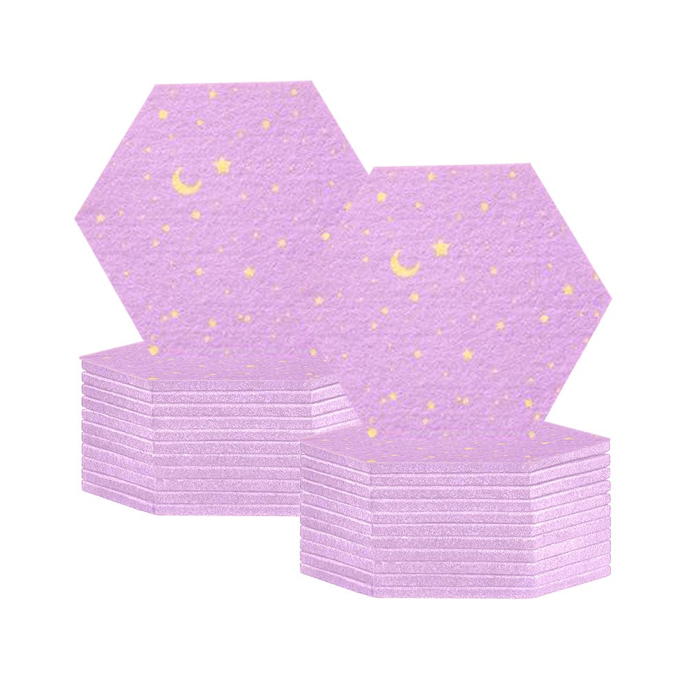 Arrowzoom Hexagon Felt Sound Absorbing Wall Panel - Starry Art - KK1231 Lavender / 24 pieces - 17 x 20 x 1cm / 6.7 x 7.8 x 0.4 in