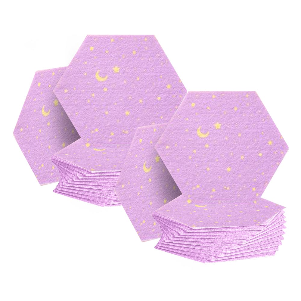 Arrowzoom Hexagon Felt Sound Absorbing Wall Panel - Starry Art - KK1231 Lavender / 24 pieces - 26 x 30 x 1cm / 10.2 x 11.8 x 0.4 in