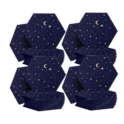 Arrowzoom Hexagon Felt Sound Absorbing Wall Panel - Starry Art - KK1231 Navy Blue / 48 pieces - 26 x 30 x 1cm / 10.2 x 11.8 x 0.4 in