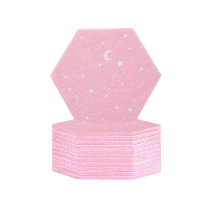 Arrowzoom Hexagon Felt Sound Absorbing Wall Panel - Starry Art - KK1231 Pink / 12 pieces - 17 x 20 x 1cm / 6.7 x 7.8 x 0.4 in