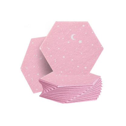 Arrowzoom Hexagon Felt Sound Absorbing Wall Panel - Starry Art - KK1231 Pink / 12 pieces - 26 x 30 x 1cm / 10.2 x 11.8 x 0.4 in