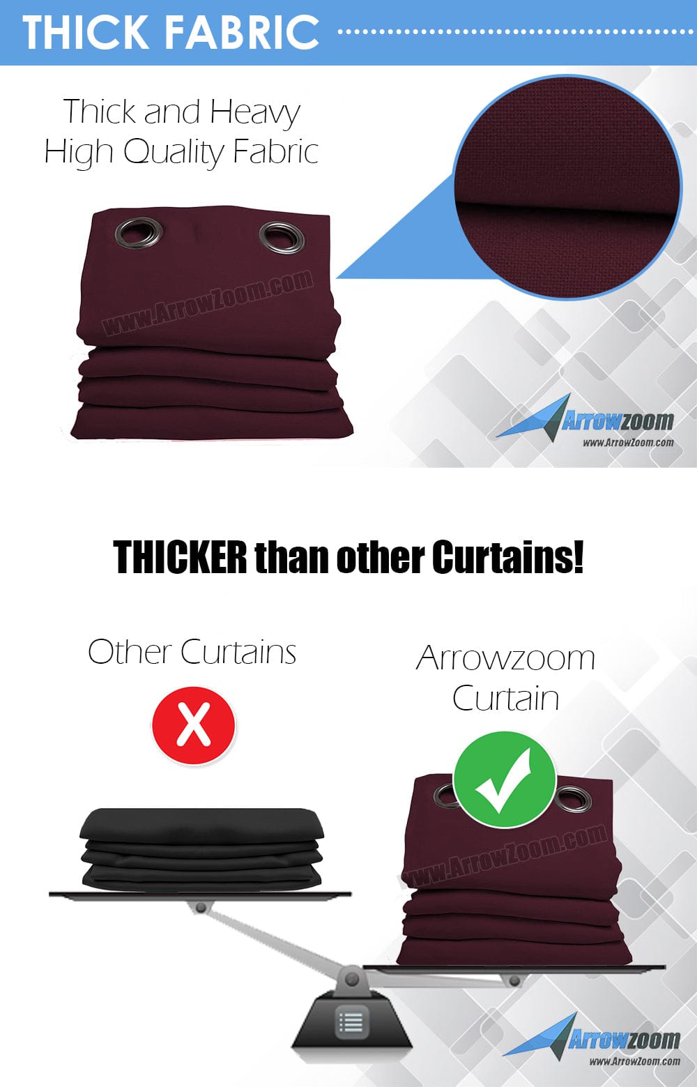 Arrowzoom 99.9% Soundproof Black Out Curtain - Thermal Insulation and Room Darkening - KK1145