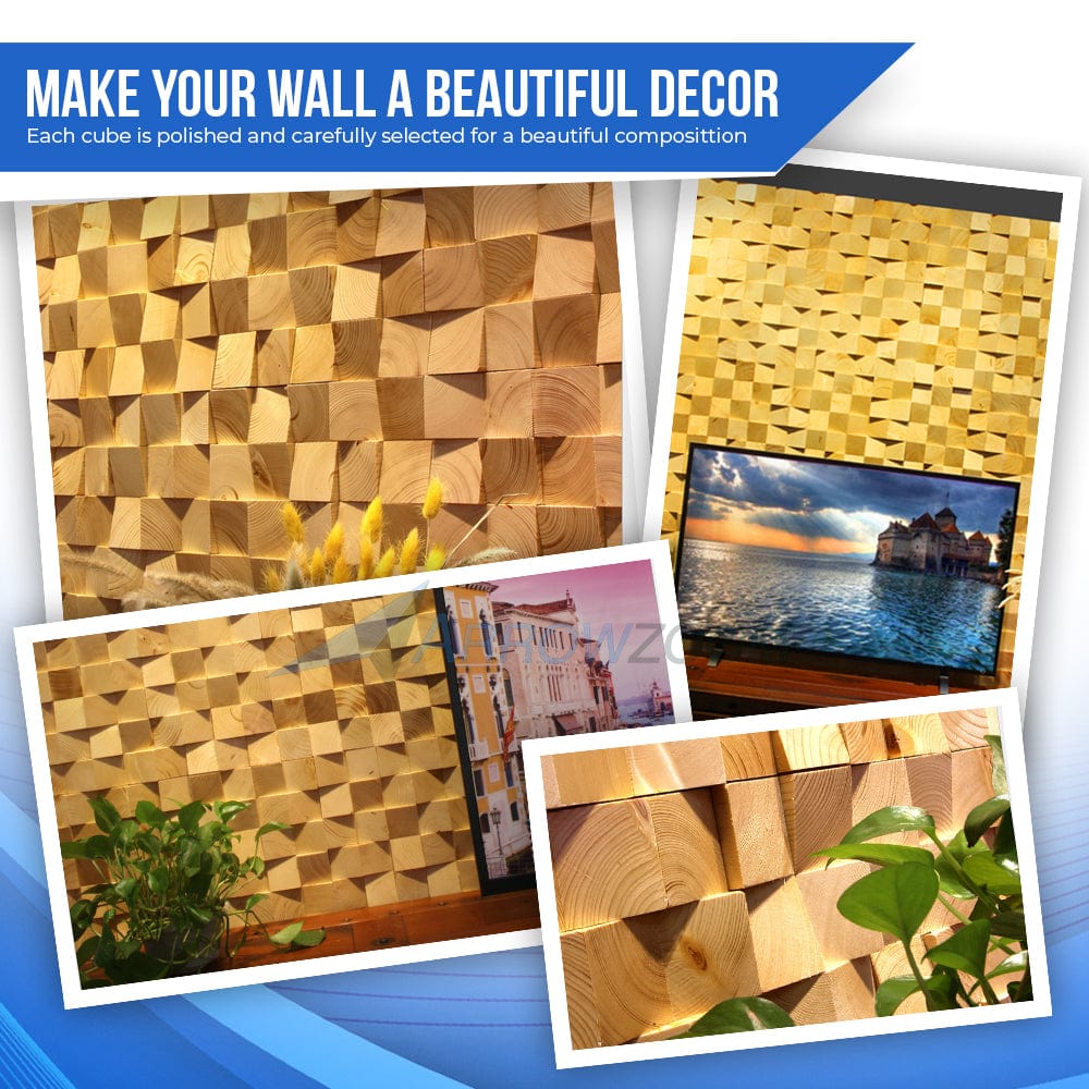 Arrowzoom™ Genuine 3D Geometric Style Wooden Wall Art Panel 30 x 30cm (12 x 12in) KK1234