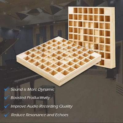 Arrowzoom™ Pro Acoustic Wood Diffuser Panel - 64 Grid - KK1202