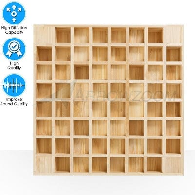 Arrowzoom™ Pro Acoustic Wood Diffuser Panel - 64 Grid - KK1202