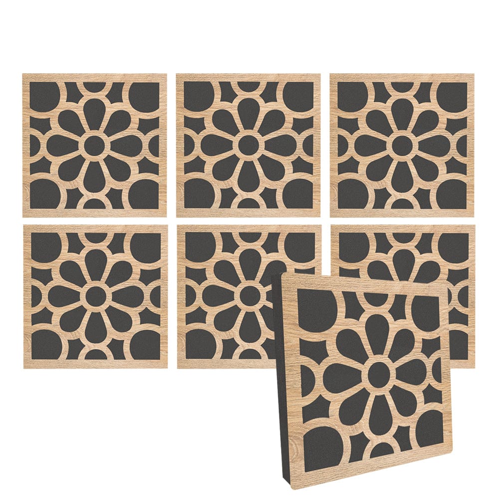 Arrowzoom™ Diffuse PRO Royal Petals Acoustic Wooden Panel - KK1309 6 Pcs - 29 x 29 x 5 cm /11.5 x 11.5 x 2 in